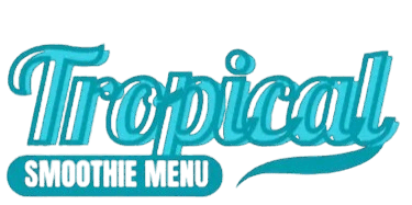 Tropical Smoothie Menu logo in teal color with bold, cursive font and wave underline design